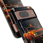 Orange Cuda Phone Case, Rainy City Night Muscle Car Tough Cover