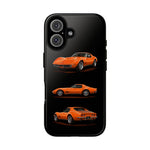 C3 Corvette Art Phone Case Orange, Three-View Vector Cover, Gift