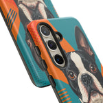Boston Terrier Pop-Art Portrait Tough Phone Case - Teal Orange