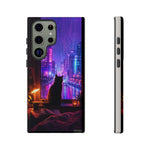 Lo-Fi Cat Neon Rain Window Vaporwave Art Tough Phone Case