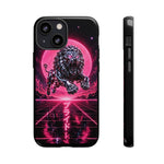 Chrome Lion Phone Case, Neon Grid Katakana Pride Tough Cover