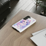 Pastel Cat Phone Case, Headphones Glitch Color Block Cover