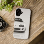 White MK4 Supra Phone Case, Retro 90s JDM Tough Cover for Car Enthusiasts