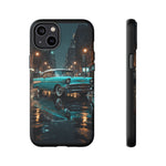 Vintage Teal 1957 Bel Air Classic Car Tough Case | Retro Rainy City Phone Cover