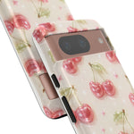 Pink Cherry Pattern Phone Case | Cute Retro Fruit Design