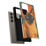Siamese Cat Retro Halftone Portrait Case - Orange Teal Print