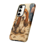 Guilty Basset Hound Phone Case, Muddy Watercolor Art Cover