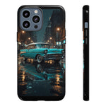 Vintage Teal 1957 Bel Air Classic Car Tough Case | Retro Rainy City Phone Cover