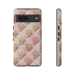 Silk Rose Phone Case, Blush Pink Floral Pattern Tough Cover, Gift