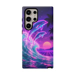 Neon Dolphin Ocean Vaporwave Art Tough Phone Case