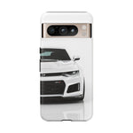 White Camaro Phone Case, ZL1 American Muscle Car Tough Cover for Men