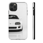 White MK4 Supra Phone Case, Retro 90s JDM Tough Cover for Car Enthusiasts