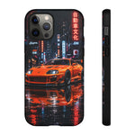 Orange Supra Phone Case, Neon City Night JDM Sports Car Tough Cover