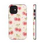 Pink Cherry Pattern Phone Case | Cute Retro Fruit Design