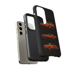 C3 Corvette Art Phone Case Orange, Three-View Vector Cover, Gift