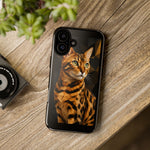 Bengal Cat Geometric Portrait Tough Phone Case - Gold Black Poly
