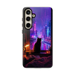 Lo-Fi Cat Neon Rain Window Vaporwave Art Tough Phone Case