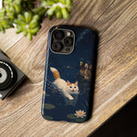 Turkish Van Swimming Cat Tough Case | Whimsical Night Pond, Lily Pads, Ducks