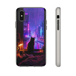 Lo-Fi Cat Neon Rain Window Vaporwave Art Tough Phone Case
