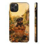 Rottweiler Puppy in Flower Pot Tough Case | Floral Dog Phone Cover
