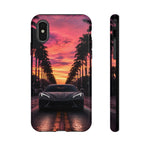 Gray C8 Corvette Art Sunset Tough Phone Case - Dramatic Silhouette