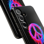 Glitch Peace Sign Phone Case, RGB Melt Digital Art Tough Cover, Gift