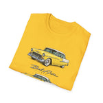 Yellow 1955 Chevy Bel Air T-Shirt | Vintage Classic Car Trio Illustration