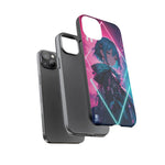 Anime Girl Phone Case Teal, Neon Kanji Calm Gradient Tough Cover