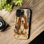 Guilty Basset Hound Phone Case, Muddy Watercolor Art Cover