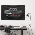 1964 1965 1966 C10 Wall Flag Banner 34x56 Black Lowered Classic Truck