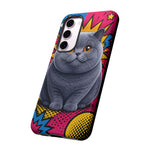 British Shorthair Round Pop Art Tough Phone Case