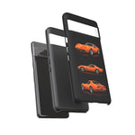 C3 Corvette Art Phone Case Orange, Three-View Vector Cover, Gift