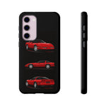 C4 Corvette Art Phone Case Red, Three-View Vector Cover, Gift