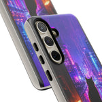 Lo-Fi Cat Neon Rain Window Vaporwave Art Tough Phone Case