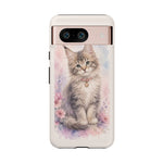 Maine Coon Watercolor Heart Phone Case Watercolor Kitten Art Gift