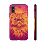 Persian Cat Halftone Dot Portrait Tough Phone Case - Magenta Gold
