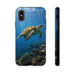 Sea Turtle Reef Phone Case, Coral Ocean Dappled Sunlight Tough Cover