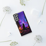 Lo-Fi Cat Neon Rain Window Vaporwave Art Tough Phone Case
