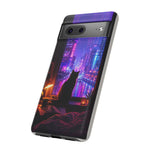 Lo-Fi Cat Neon Rain Window Vaporwave Art Tough Phone Case