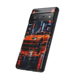Orange Supra Phone Case, Neon City Night JDM Sports Car Tough Cover