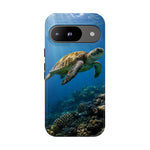 Sea Turtle Reef Phone Case, Coral Ocean Dappled Sunlight Tough Cover