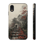 Autumn Temple Steps phone case | Japanese watercolor landscape cover