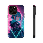Anime Girl Phone Case Teal, Neon Kanji Calm Gradient Tough Cover