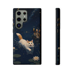 Turkish Van Swimming Cat Tough Case | Whimsical Night Pond, Lily Pads, Ducks