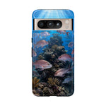 Snapper Reef Phone Case, Sunlit School Ocean Fishing Tough Cover