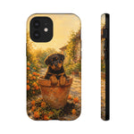 Rottweiler Puppy in Flower Pot Tough Case | Floral Dog Phone Cover