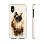 Siamese Cat Watercolor Portrait Tough Phone Case - Cream Choc