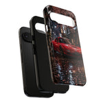 Red FD RX-7 Blossom Alley Tough Phone Case - Rain-Slicked Night