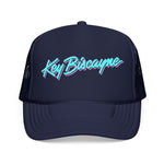 Key Biscayne Miami Trucker Hat Retro Script Snapback Neon Pastel South Florida Beach Cap