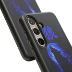 Glitch Wolf Howl Art Tough Phone Case - Blue Violet